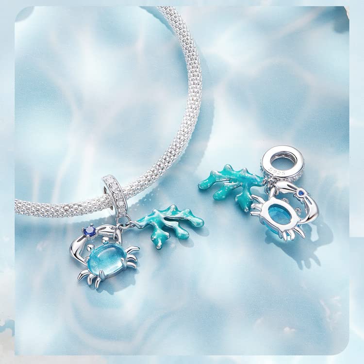 Image of ARTCHARM Blue Dream Submarine Charms Beach Waves Beads Pearl Beads Fit Original Bracelet DIY Neckalce