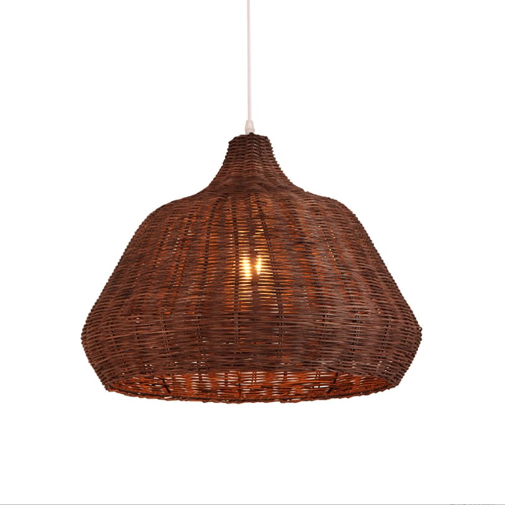 YNAHZAOK Vintage Hand-Woven Bamboo Rattan Pendant Light Japanese-Style Bamboo Wicker Lampshade Natural Rattan Materials Pendant Lighting for Dining Room Living Room Bedroom Hallway Kitchen with E27