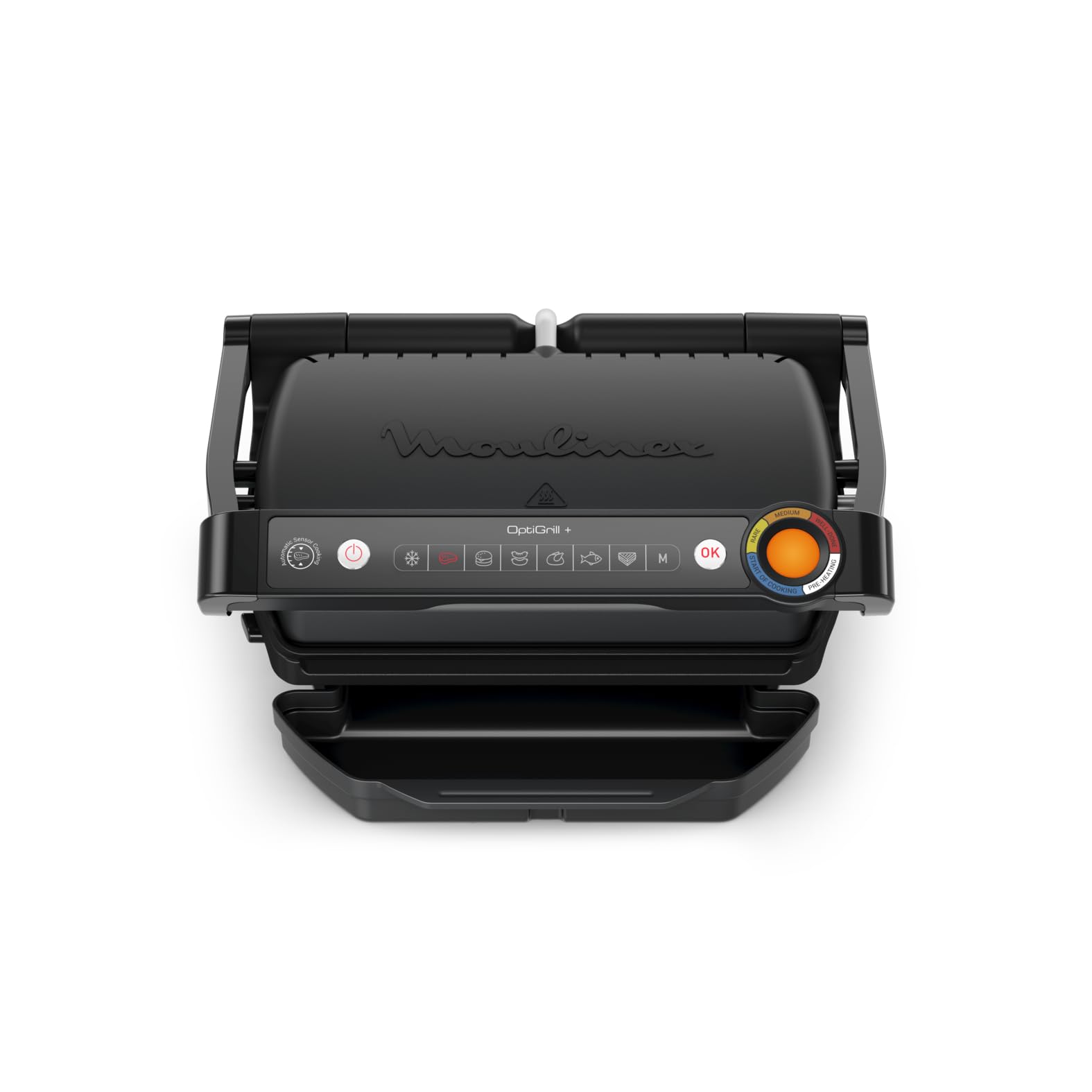Moulinex OptiGrill+, Griglia Elettrica da Interno Ideale per Cucinare Carne, Pesce e Verdure, Indicatore di Cottura e 6 Programmi Automatici, Piastre Antiaderenti, Facile da Pulire, GI7178
