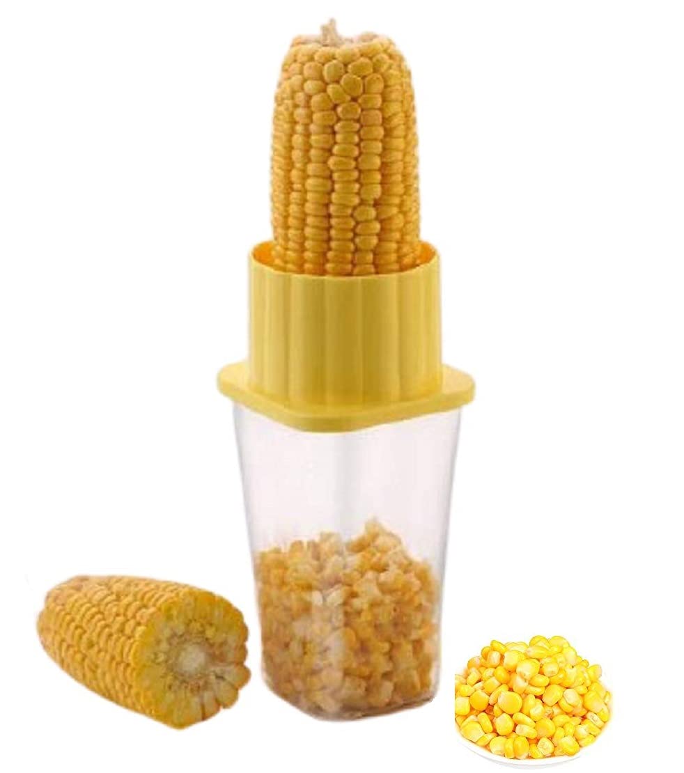 AKADOManual Portable Kitchen Gadgets Kernel Corn Stripper Mini Circular Shaver threshing Cutter Stripping kernels Remover with Stainless Steel Blade (Multicolor- 1 PCS)