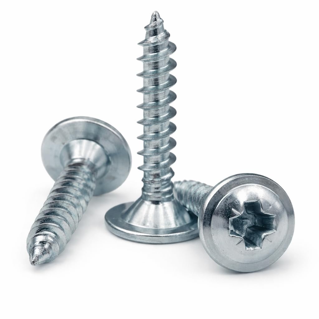 4mm x 40mm (Pack of 1000) Chipboard Screws Wafer Head Pozidriv AN204 Hardened Wood Screws Zinc Plated Steel - X06D