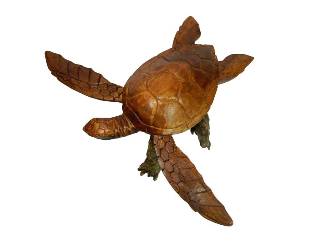 Thai Gifts Brown Hand Carved Turtle On Parasite Wood 20Cm