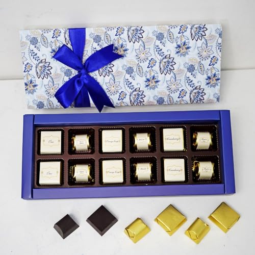 Image of Velvet Fine Chocolates Gift Hamper Delicious chocolates 12 assorted chocolates (roasted almond, butterscotch, cranberry, etc) inch