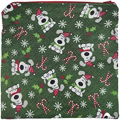 Christmas Reusable Sandwich-size Food Pouch (Green White, Christmas Dogs)
