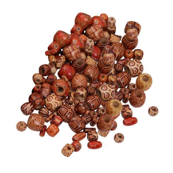 SNAPPSY 5x150 Pieces Vintage Assorted Printed Wooden Beads Large Hole European Beads-picture-47