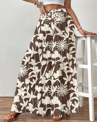 Image of Bsubseach Women Wide Leg Pants Floral Flowy Palazzo Pants
