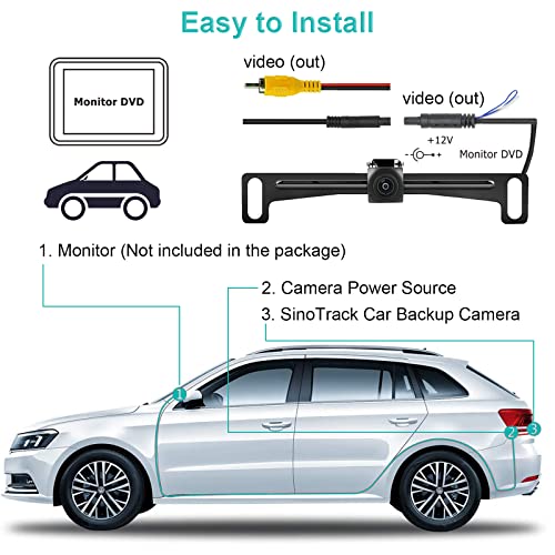Sinotrack Backup Camera For Car Universal License Plate Reserve Camera Rear View Camera With 170° Widely Angle Waterproof Hd Back Up Camera Vehicle Reversing Camera Driving Safety Parking Assistant #TOP6