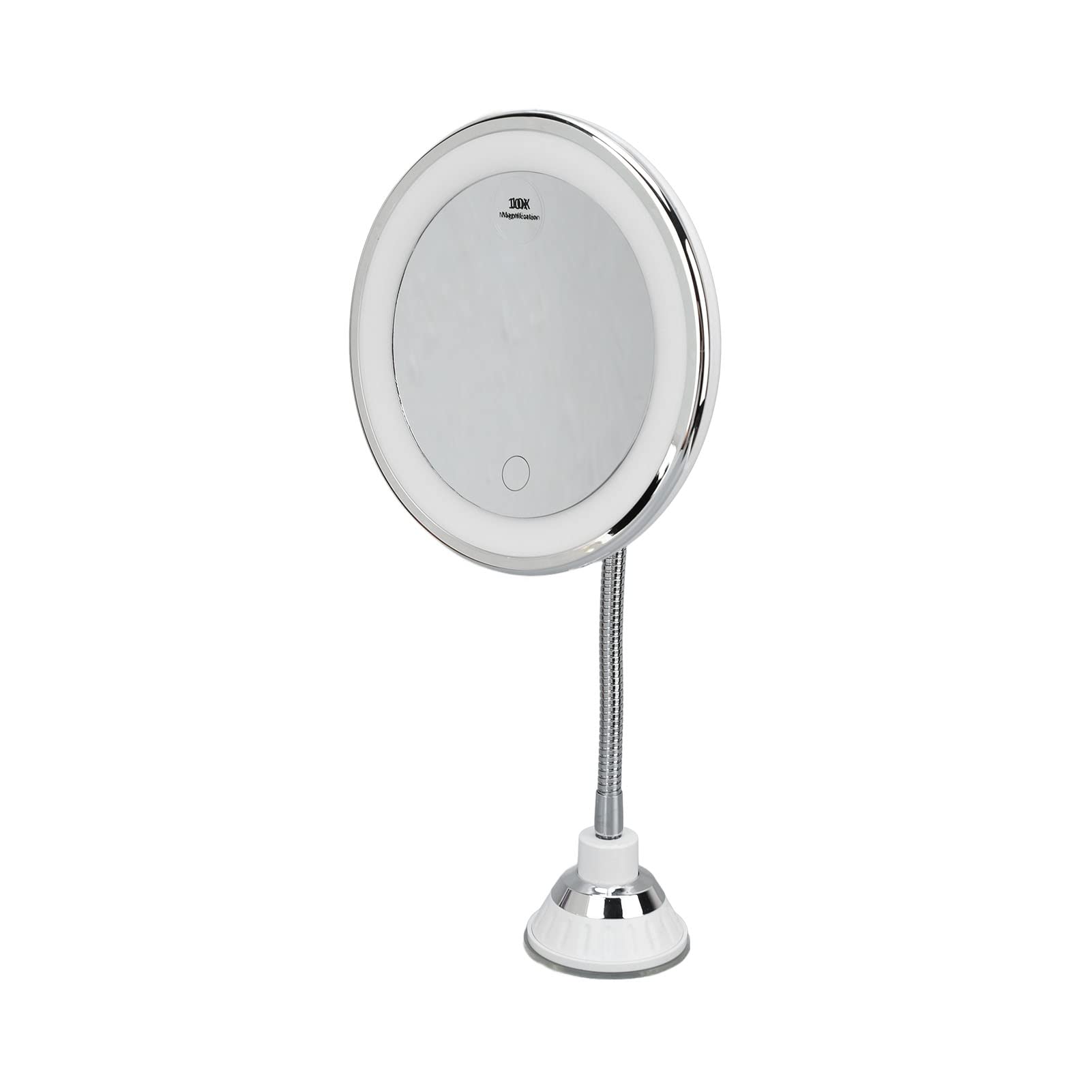 Dioche LED Makeup Mirror, 10x Magnification Adjustable Brightness with 3 Light Colors Suction Cup Design, for Detailed Makeup Contact Lenses Eyebrow Painting Shaving Hair Styling