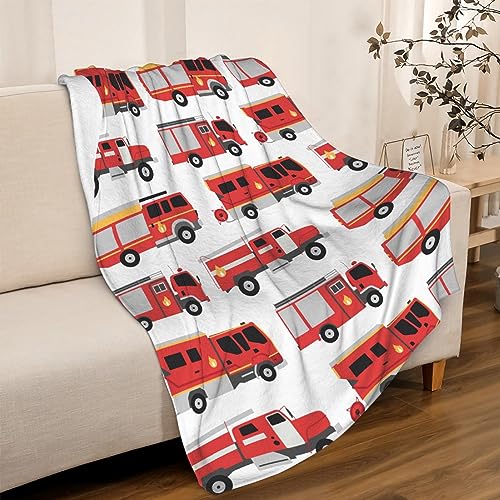 Image of Fire Truck Fleece Throw Blanket - Super Soft, Cozy Flannel, Air Conditioning, 80x60 in for Adults