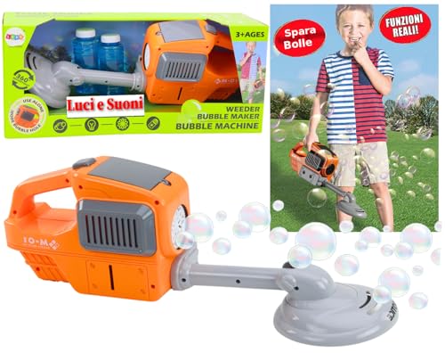 Cortacésped de juguete desbrozadora para niños con máquina dispara burbujas de jabón juego jardinería con sonidos y luces juego niños