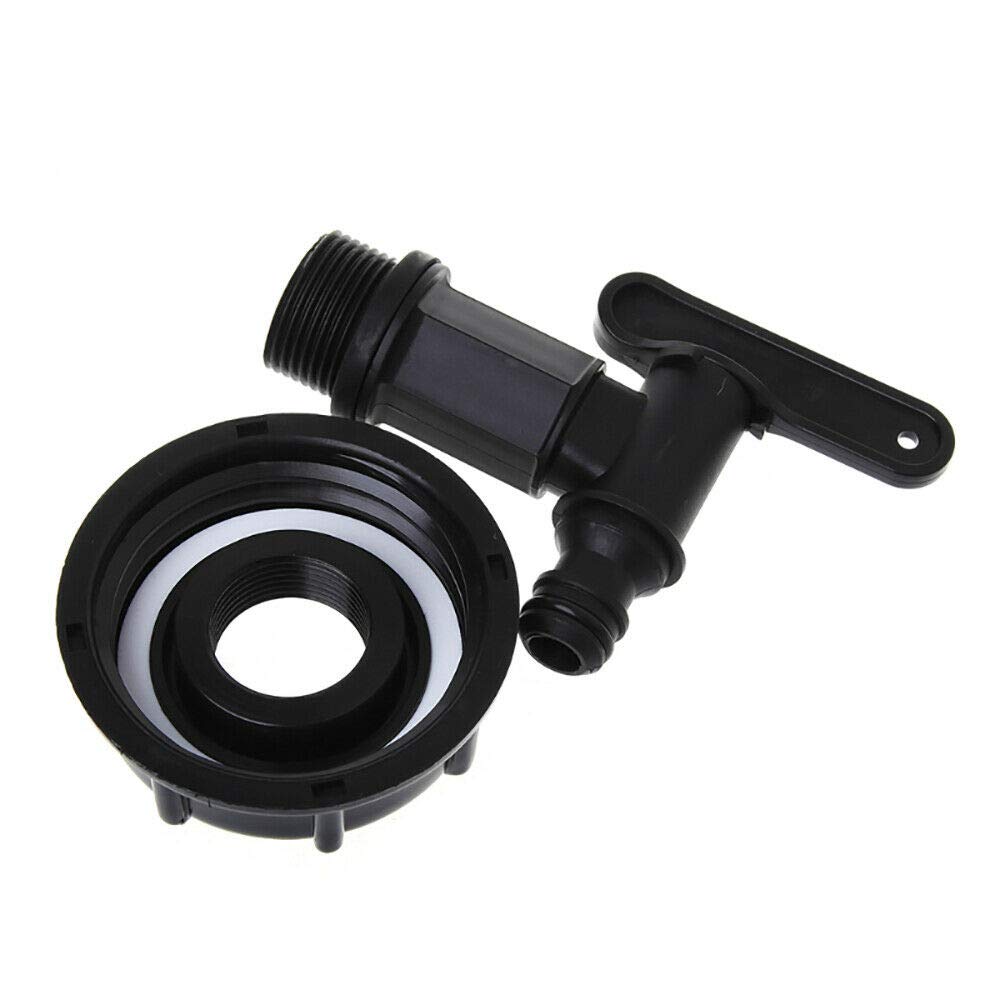 TopHomer Raccordo Rapido Per Serbatoio IBC 1000L - Adattatore Rubinetto In PVC Da 15 Mm, Valvola A Innesto Per Giardino, Colore Nero