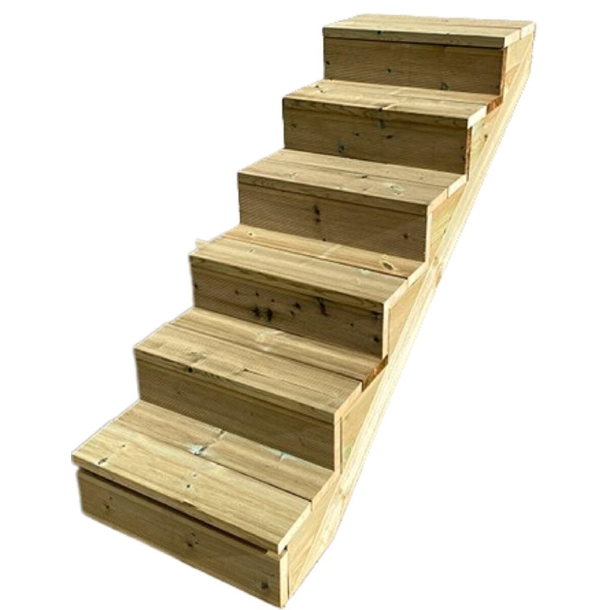 Vinuovo- Escalier extérieur Bois - Berlin - 6 Marches H 105 cm - avec Contre-​marches, Largeur 80 cm - Vinuovo- Escalier en kit, en Bois Autoclave. pour Jardin. Balcon et Terrasse