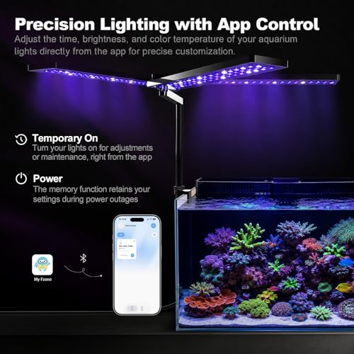 Image of FZONE Solo Series Nano LED Aquarium Marine Reef Light, Smart App-Controlled and Dimmable, for Rimmless Saltwater and Reef Coral Tanks