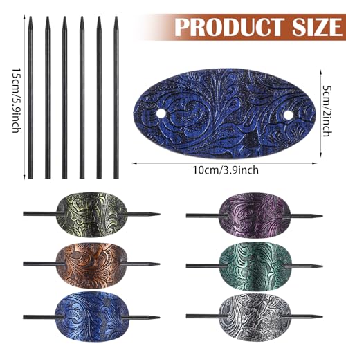 Set de 6 pinzas de pelo de cuero con palillo para mujer miniatura 2