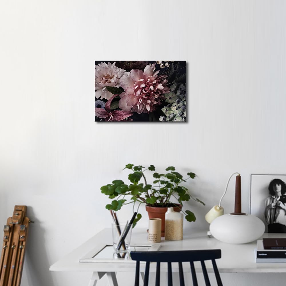 TISHIRON Wall Art Canvas Prints,Real Flowers Bouquet Print Painting - Image 4