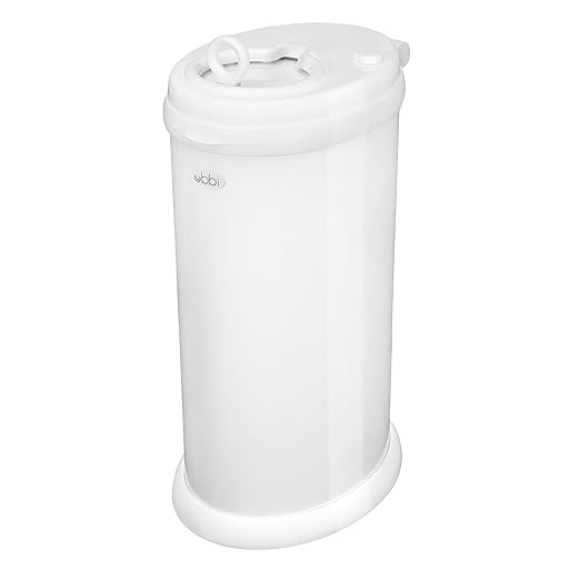 Ubbi Steel Diaper Pail, Odor Locking, No Special Bag Required, Award-Winning, Registry Must-Have, White