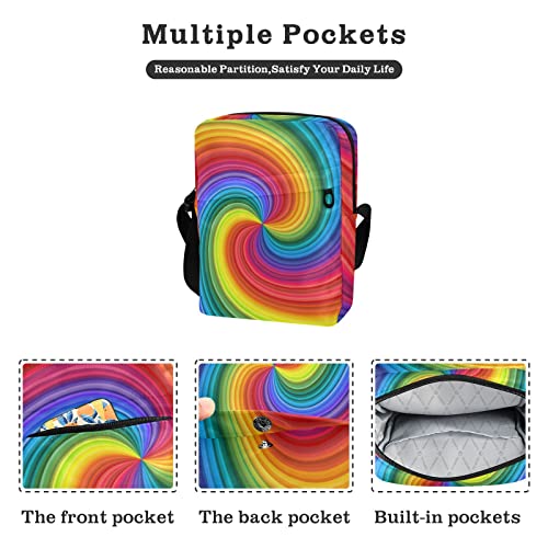 OTVEE Swirl Twisting Rainbow Color Small Crossbody Bag Travel Wallet Side Shoulder Bag2