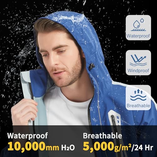 Arasiyama Men's Lightweight Waterproof Rain Jacket Windproof Raincoat with Hood Outdoor Ventures3