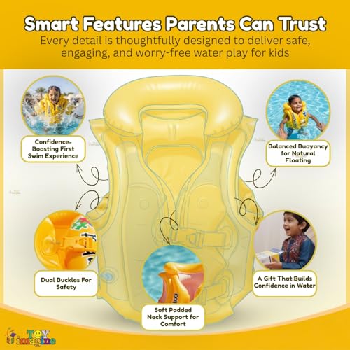 Image of Toy Imagine Deluxe Swim Vest - Pool School Safety Aid for Toddlers & Kids (3-6 yrs) (50cm x 47cm)