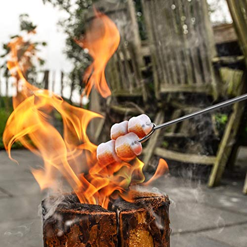 Mluchee 8Pcs Marshmallow Roasting Sticks Smores Skewers for Fire Pit 32inch Telescoping Sausage BBQ Hot Dog Forks Portable Carrying Bag for Grill Campfire