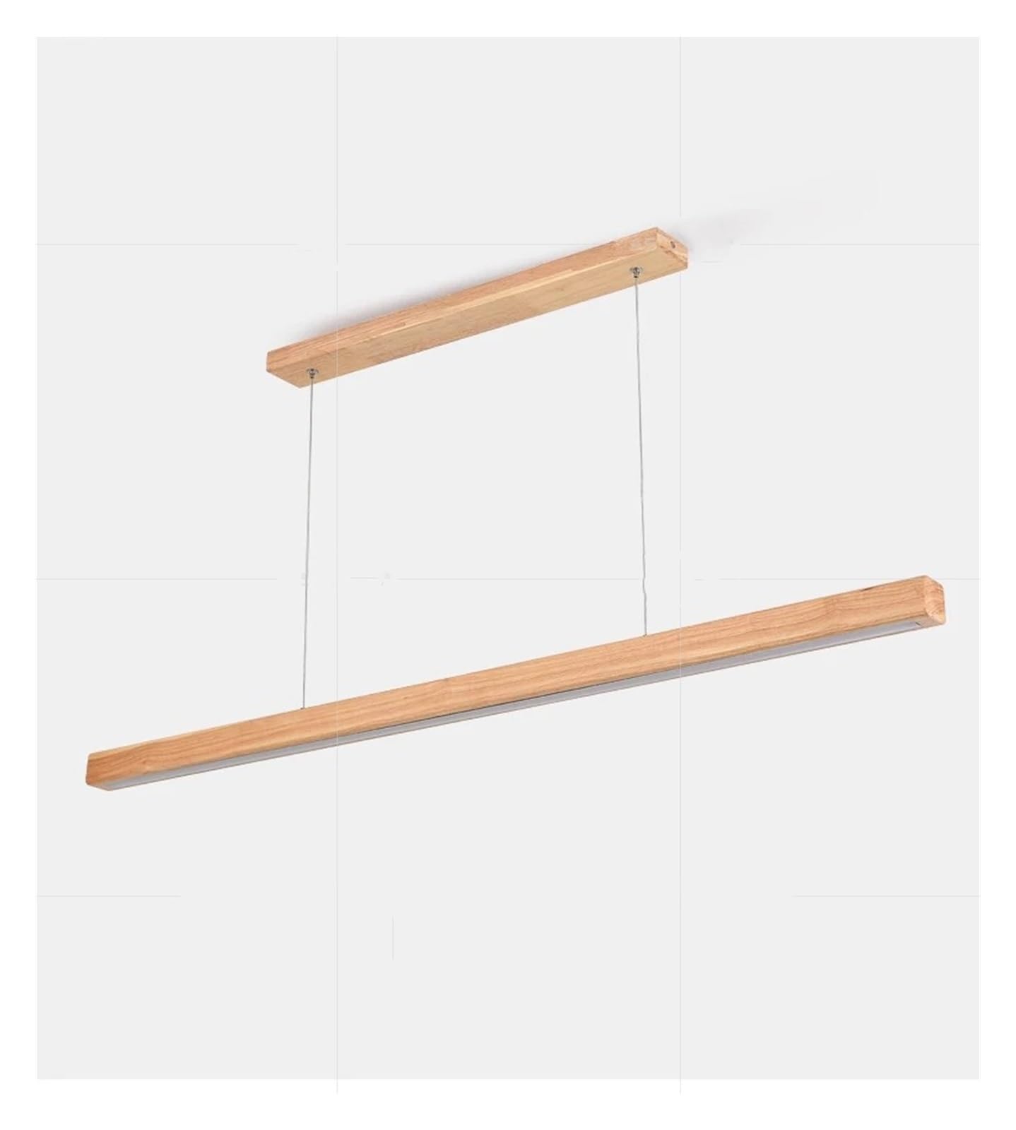 ASerZenith Modern Led Pendant Light Wood Long Strip Dining Table Lamp Stepless Dimming Suspension Chandelier For Living Dining Room Kitchen Lighting Fixture,Wood-100Cm