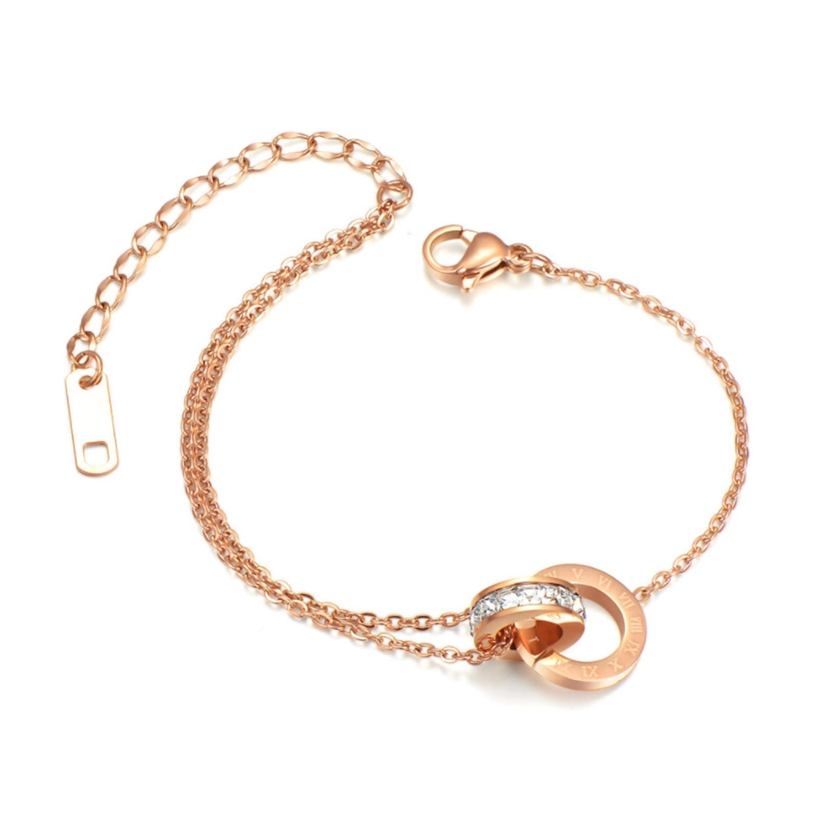 Tobilleras/Tobilleras Joyería de Moda Zircon Incrustado Adornos de Tobillo Redondo Charm Chain Tobillera para Mujeres Pulseras de Tobillo (Color : Gold)