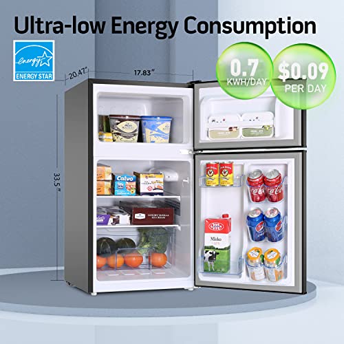 Frestec 3.2 Cu.Ft Mini Fridge for Bedroom, Mini Refrigerator with