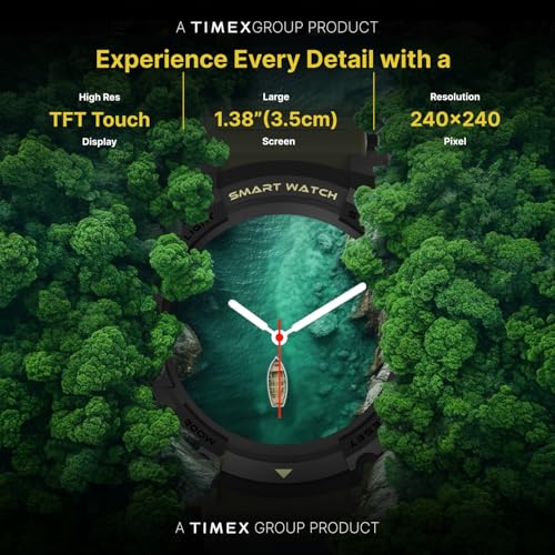 Image of TIMEX iConnect Go 1.38 inch(3.50 cm) Display with Functional Crown and BT Calling Smartwatch for Unisex - TWIXW801T, Green