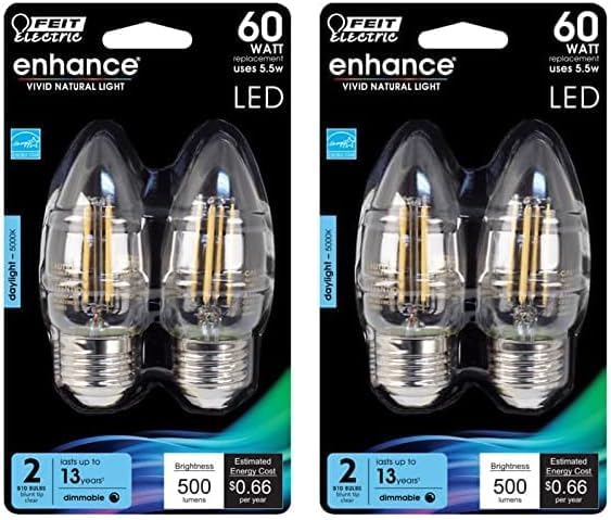 Feit Electric BPETC60950CAFIL2RP 60W EQ Bombilla LED E26, 2 bombillas (paquete de 2)