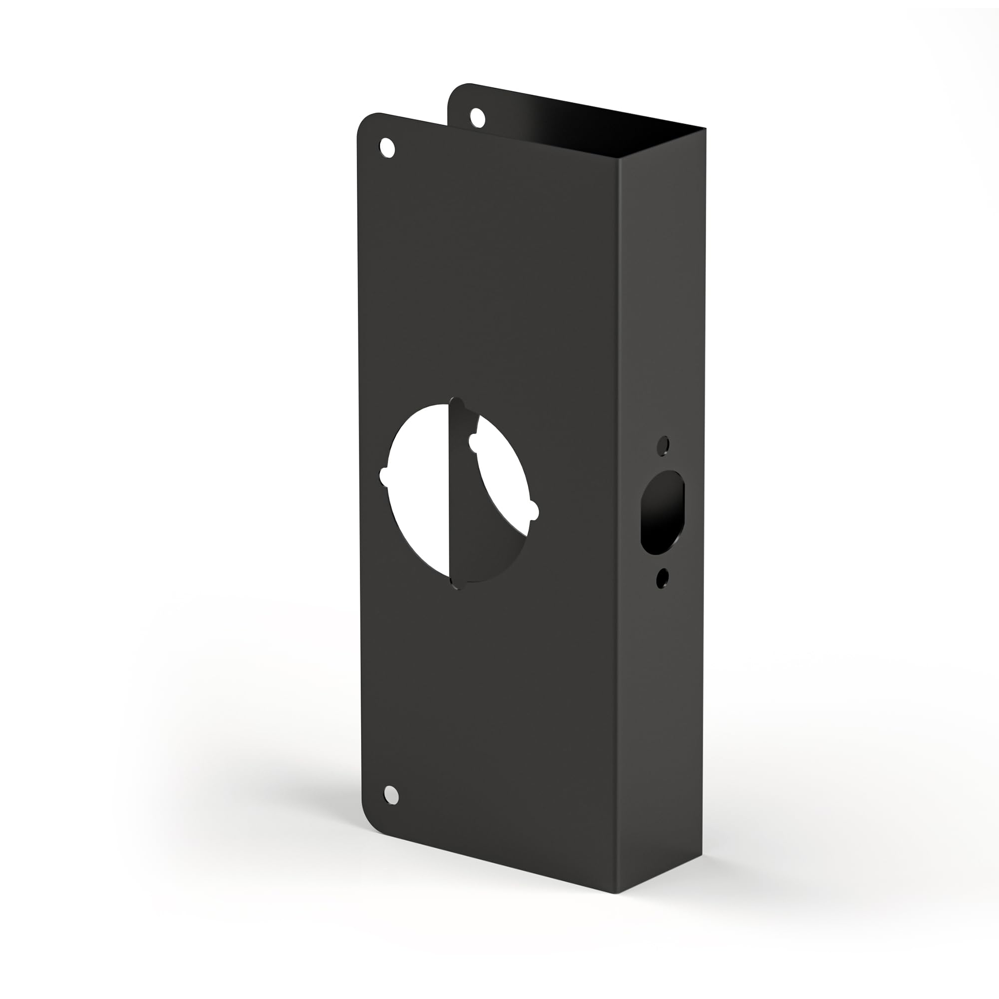 Door Knob Reinforcement Plate, Matte Black, Fits 1-3/4" Doors, 2-3/8" Backset, Door Lock and Door Knob Cover Plate, Deadbolt Cover Plate, Reinforce and Repair Wood or Metal Doors