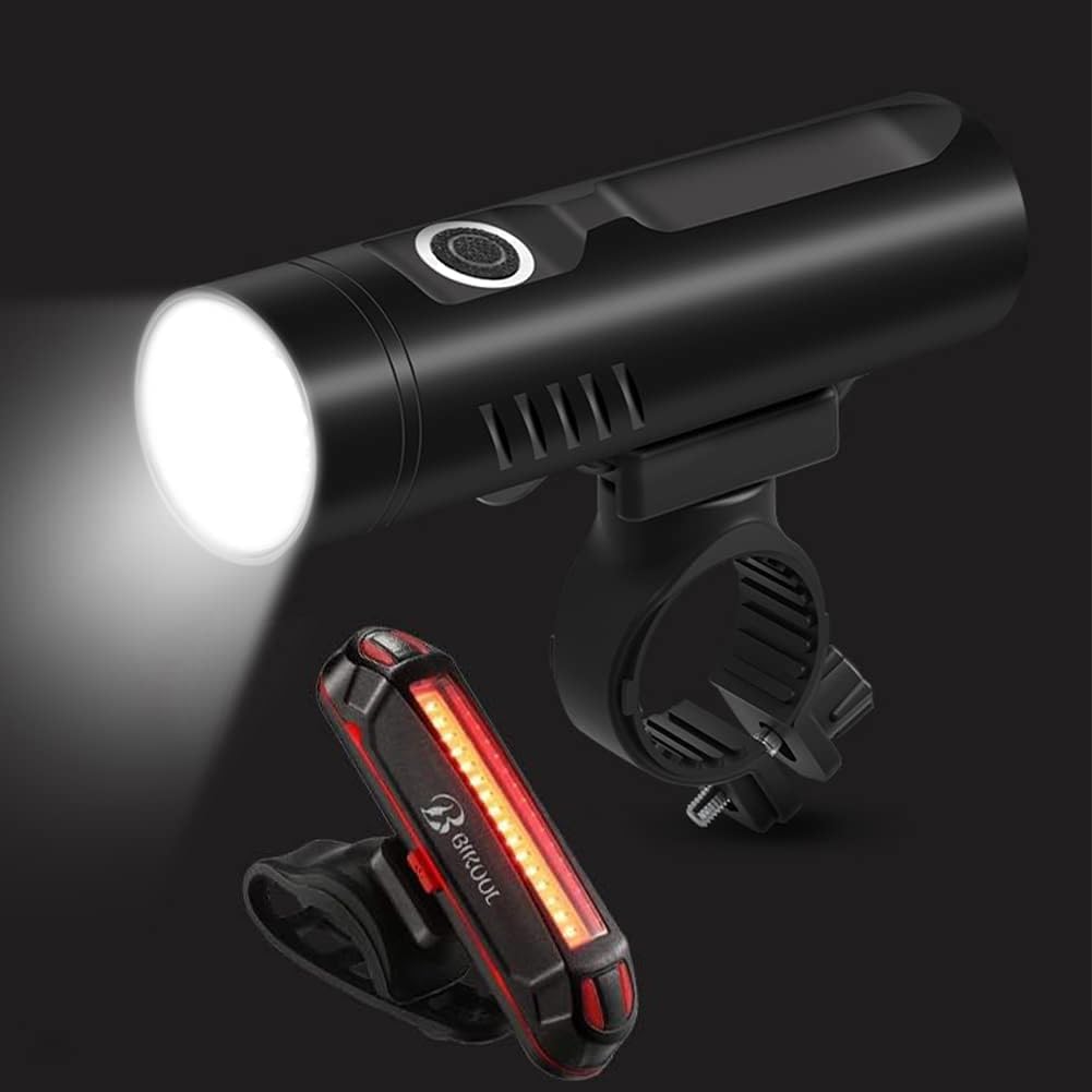USB Rechargeable Bike Light Front, Super Bright T6 Flashlight Waterproof Bicycle Headlight and Taillight, Cycling Safety Bicycle Light