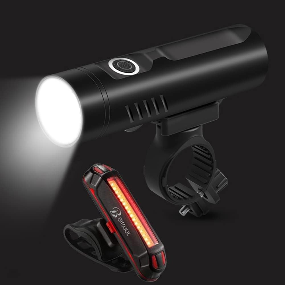 USB Rechargeable Bike Light Front, Super Bright T6 Flashlight Waterproof Bicycle Headlight and Taillight, Cycling Safety Bicycle Light