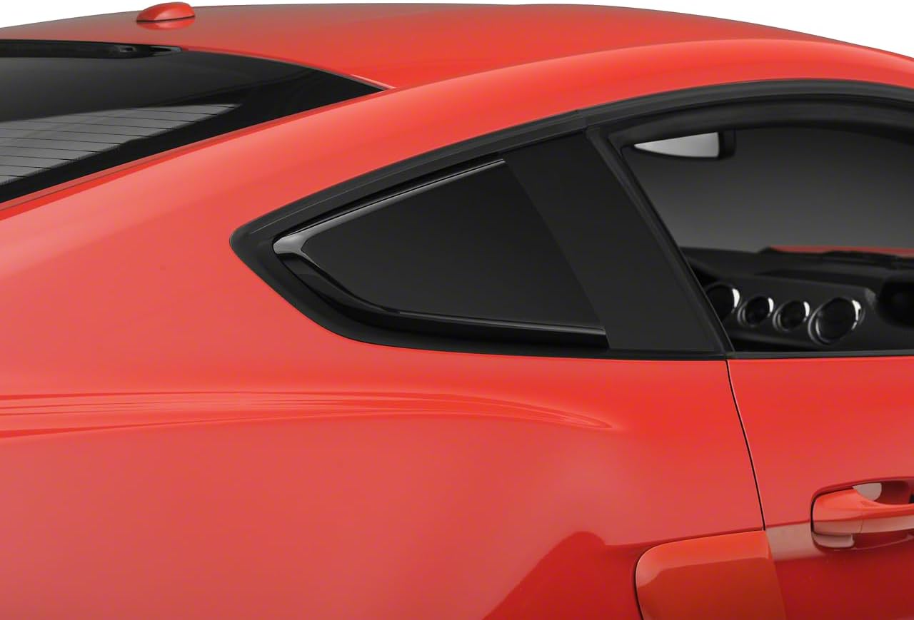 Quarter Window Scoops; Gloss Black Compatible for 15-23 Mustang Fastback