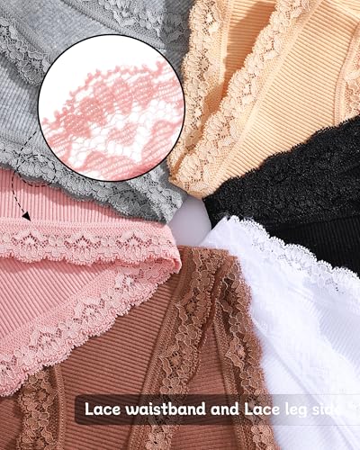 FINETOO Cotton Underwear for Women Sexy Cheeky Lace Bikini Panties Soft Breathable Womens Underwear 6 Pack4