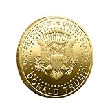 Donald Trump 2024 Gold Plated Challenge Coin – 45th & 47th President Commemorative Coin, USA Eagle Seal, Never Surrender, 40mm Trump Coin Collectible Souvenir Gift for Fans