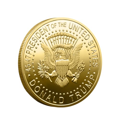 Donald Trump 2024 Gold Plated Challenge Coin – 45th & 47th President Commemorative Coin, USA Eagle Seal, Never Surrender, 40mm Trump Coin Collectible Souvenir Gift for Fans