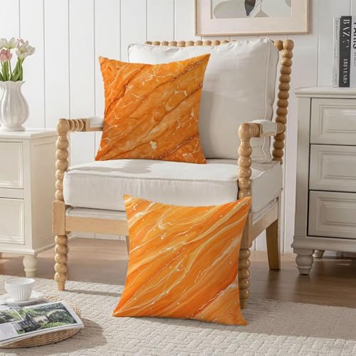 Housse coussin 65x65cm orange en velours de luxe pour canapé et patio - 4