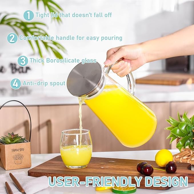 Image of Premium Water and Juice Glasses Set of 6 300ML and 1.8 Liter Water Jug 1 Piece,Transparent Glass and Jug Set for Dining Table,Party,Gift Set,All pourpse use (7 Piece) (MT-8)