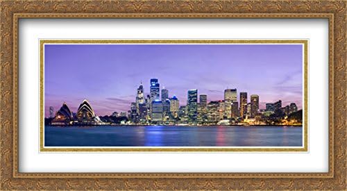 Sydney Skyline Cityscape, Australia 2x Matted 40x22 Large Gold Ornate Framed Art Print by The Cityscape Art Print Series