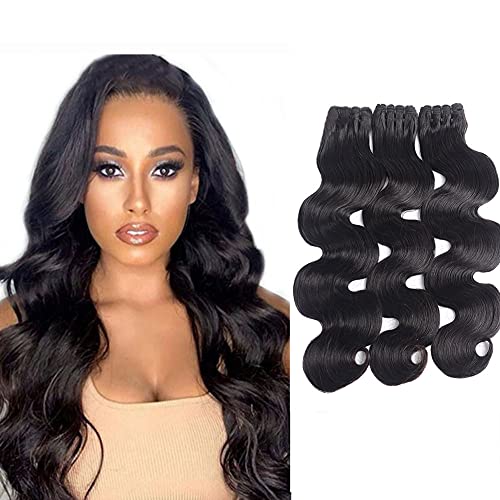 Human Hair Bundles Body Wave Hair 3 Bundles14" 16" 18" Double Weft 8a Hair Bundles 3 Bundles Body Wave Hair Weaves Brazilian Virgin Human Hair Weft Extensions 14 16 18 Inch