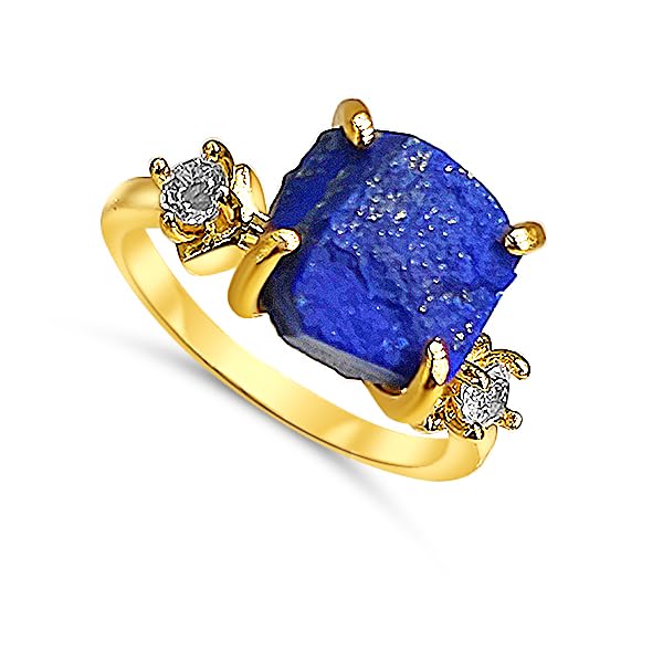 Raw lapis lazuli Ring Yellow Gold and...