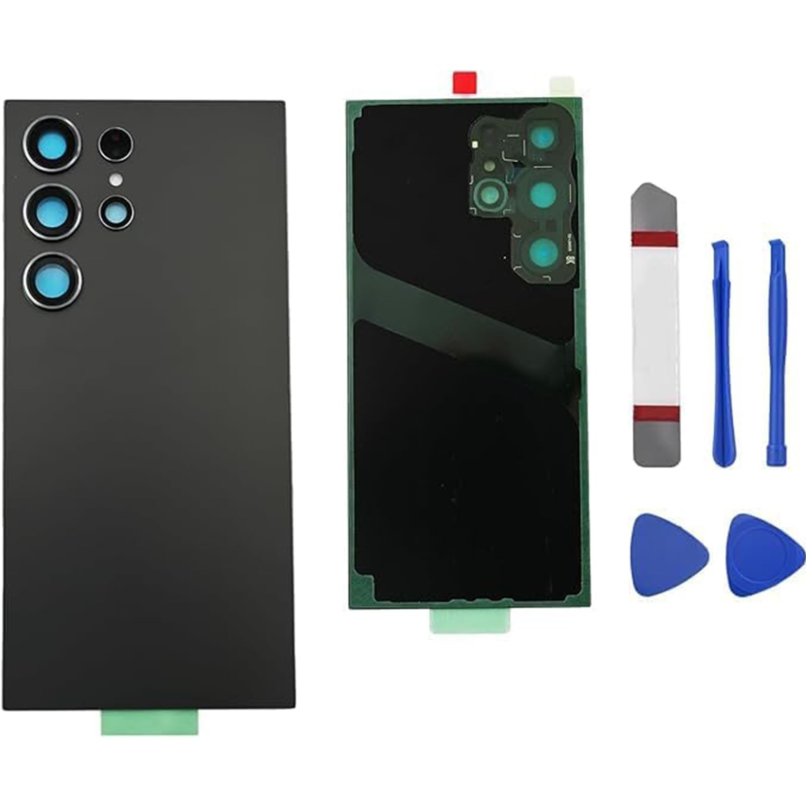 Sostituzione del Vetro Posteriore Galaxy S24 Ultra Compatibile con Samsung Galaxy S24 Ultra con Obiettivo della Fotocamera Preinstallato + Adesivo + Kit di Strumenti di Riparazione (Grigio scuro)