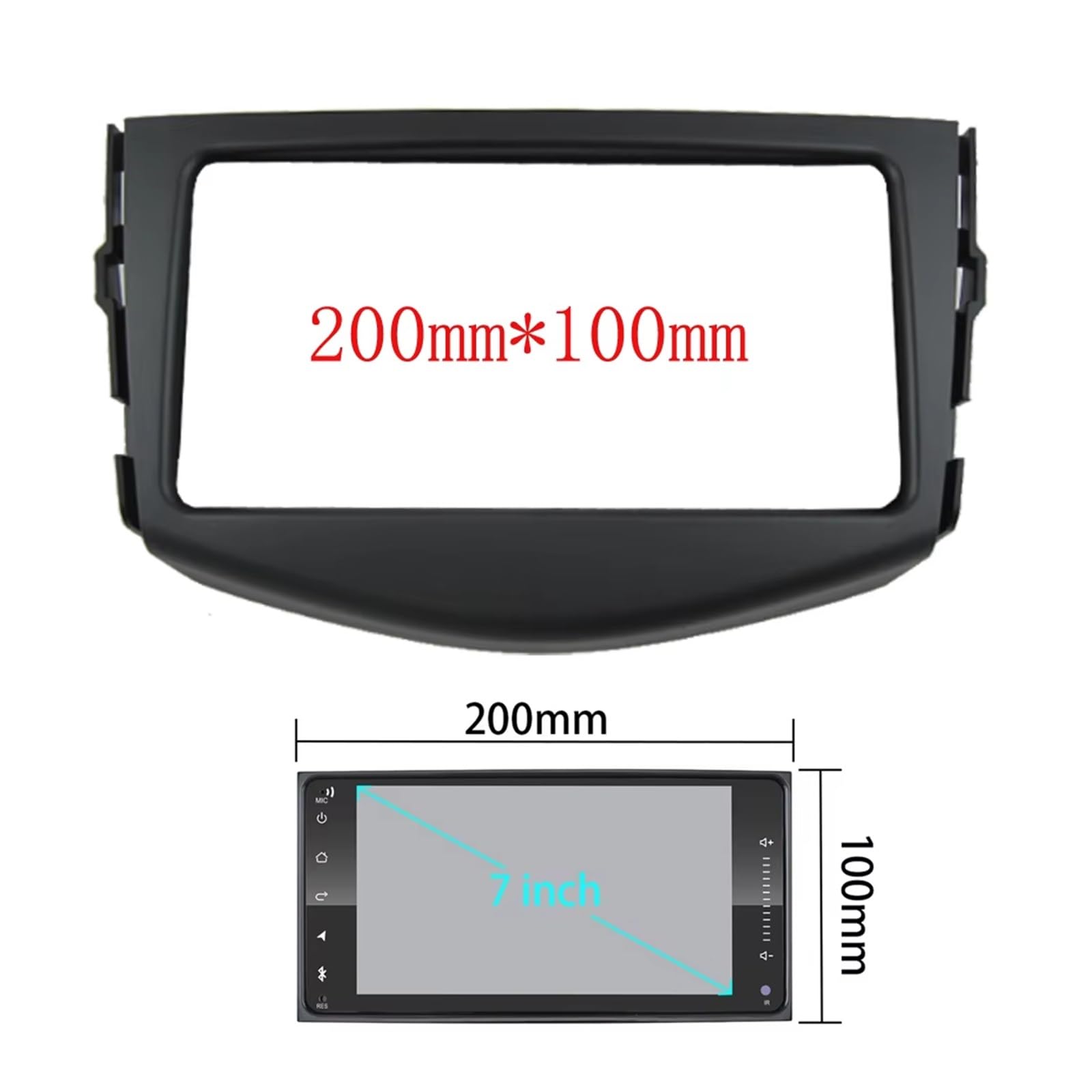 Ramka panelu radia samochodowego do Toyoty do Rav4 2006-2012, 2 DIN, DVD, panel stereo, zestaw montażowy, zestaw wykończeniowy, ramka czołowa, ramka do radia samochodowego (200 x 100 mm)
