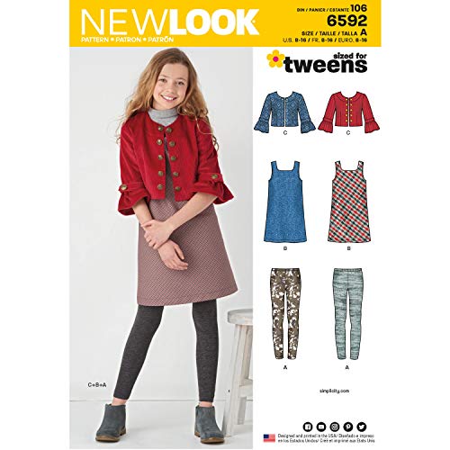 NEW LOOK Sewing Pattern 6592 - Girls' Sportswear, A(8-10-12-14-16)