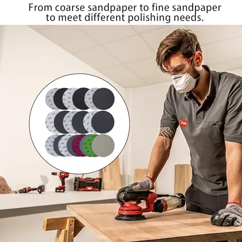 Biglumin 50pcs schleifpapier 75mm klett schleifpapier set 400/600/800/1000/1200/1500/2000/3000/5000/10000,Schleifpad Rund Klett Körnung sortiert Grits Nasse Trockene Exzenterschleifer für Auto Metall