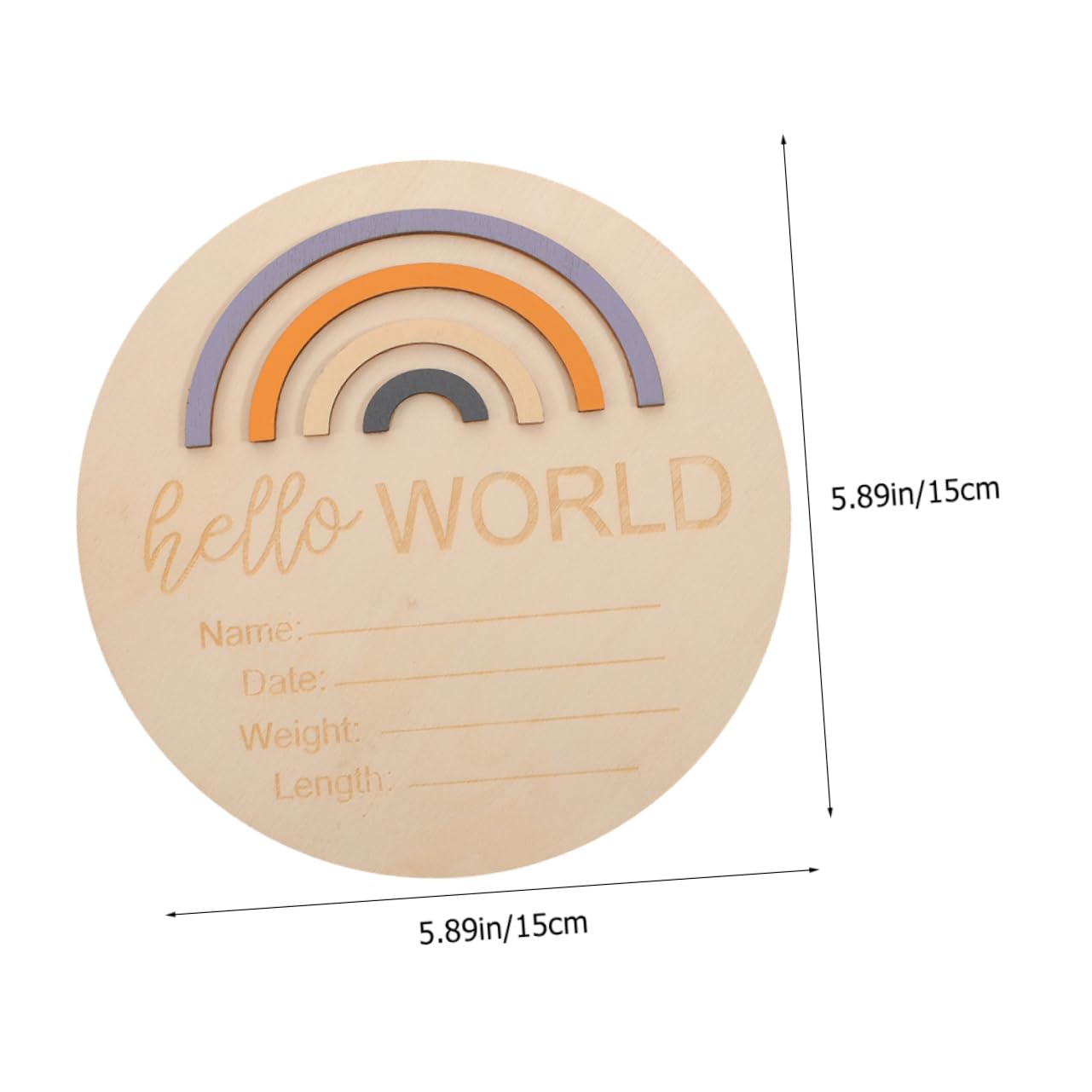 Totority Wooden Baby Birth Announcement Sign Set 2pcs Round Milestone Card Newborn Name for Photo Prop