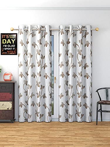 Image of Long Door Heavy Quality Print Curtains 9 Feet Long | High Tenacity Yarn Polyester Curtains | Premium Screens for Home Office | Prada for Living Room Bedroom | (Brown, 1pc)