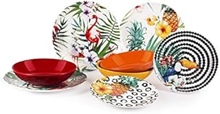 Excelsa Tropical Chic 18-Piece Dinner Set in Porcelain, Multicoloured