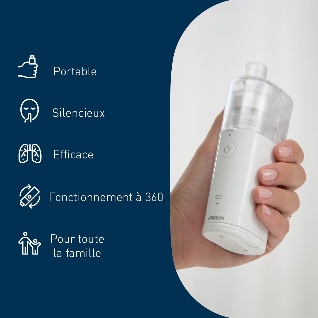 OMRON MicroAir U100 Inhalateur portable – Appareil compact et silencieux, nébulisateur pour adultes et enfants, efficace contre les affections respiratoires allant du rhume à l’asthme