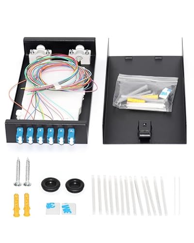 VANDESAIL LC-OS2 6 Port 12 Core Rack Mount Fiber Enclosure LC, Singlemode Fiber Optic Rack Mount Enclosure Box, Include Pigtail and LGX Loaded Patch Panel for Fiber Optic Network